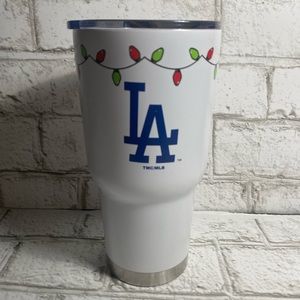 LA Dodgers 30 oz insulated cup with Christmas lights